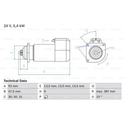 Starteris
                                BOSCH                                                0986011570, BOSCH, 0986011570,