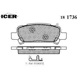 Stabdžių kaladėlės galinės
                                ICER                                                181736, I
