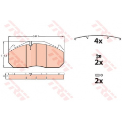 stabdžių trinkelių rinkinys, diskinis stabdys
                                TRW                                         