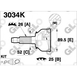 Granata prie rato (pusašio šarnyras)
                                GLO                                3034K ., GLO, 3034K