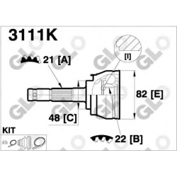 Granata prie rato (pusašio šarnyras)
                                GLO                                3111K, GLO, 3111K, 