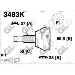 Granata prie rato (pusašio šarnyras)
                                GLO                                3483K, GLO, 3483K, 