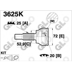 Granata prie rato (pusašio šarnyras)
                                GLO                                3625K, GLO, 3625K, 