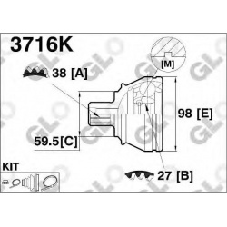 Granata prie rato (pusašio šarnyras)
                                GLO                                3716K, GLO, 3716K, 