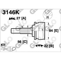 Granata prie rato (pusašio šarnyras)
                                GLO                                3146K, GLO, 3146K, 