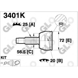 Granata prie rato (pusašio šarnyras)
                                GLO                                3401K., GLO, 3401K,