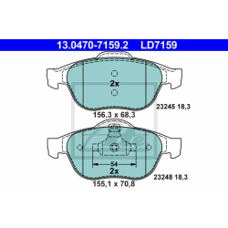 stabdžių trinkelių rinkinys, diskinis stabdys ATE Ceramic
                                                13.0470-7159.2, 