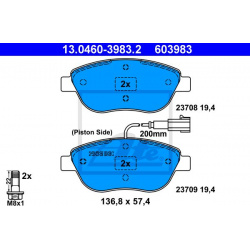 stabdžių trinkelių rinkinys, diskinis stabdys
ATE 13.0460-3