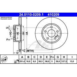 stabdžių diskas (1vnt)
                                ATE                                                24.0110-0209.1, A