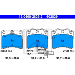 stabdžių trinkelių rinkinys, diskinis stabdys
                                ATE                                         
