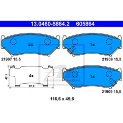 stabdžių trinkelių rinkinys, diskinis stabdys
                                ATE                                         