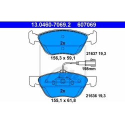 stabdžių trinkelių rinkinys, diskinis stabdys
                                ATE                                         