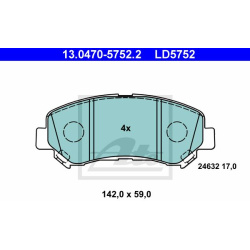 stabdžių trinkelių rinkinys, diskinis stabdys ATE Ceramic
                                                13.0470-5752.2, 
