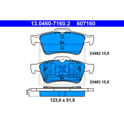 stabdžių trinkelių rinkinys, diskinis stabdys
                                ATE                                         