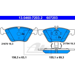 stabdžių trinkelių rinkinys, diskinis stabdys
ATE 13.0460-7