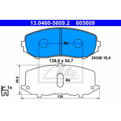stabdžių trinkelių rinkinys, diskinis stabdys
                                ATE                                         