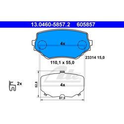 stabdžių trinkelių rinkinys, diskinis stabdys
                                ATE                                         
