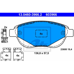 stabdžių trinkelių rinkinys, diskinis stabdys
                                ATE                                         