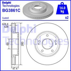 stabdžių diskas (1vnt)
                                DELPHI                                                BG3861C, Nenur