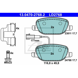 stabdžių trinkelių rinkinys, diskinis stabdys ATE Ceramic
                                                13.0470-2768.2, 