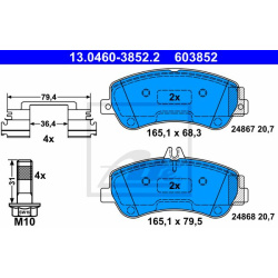 stabdžių trinkelių rinkinys, diskinis stabdys
ATE