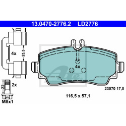 stabdžių trinkelių rinkinys, diskinis stabdys ATE Ceramic
13.0470-2776.2,