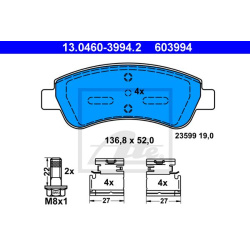 stabdžių trinkelių rinkinys, diskinis stabdys
                                ATE                                13.0460-3