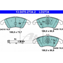 stabdžių trinkelių rinkinys, diskinis stabdys ATE Ceramic
                                                13.0470-2734.2, 