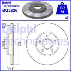 stabdžių diskas (1vnt)
                                DELPHI                                                BG3826, Nenuro