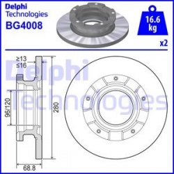 stabdžių diskas (1vnt)
                                DELPHI                                                BG4008, Nenuro