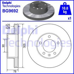 stabdžių diskas (1vnt)
                                DELPHI                                                BG9692, Nenuro