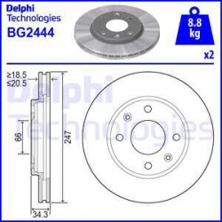 stabdžių diskas (1vnt)
                                DELPHI                                                BG2444, Nenuro