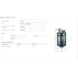 Filtras kuro diesel
MAHLE KL483, MAHLE, KL483,