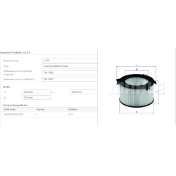 Filtras salono
                                MAHLE                                                LA65, MAHLE, LA65, auto d