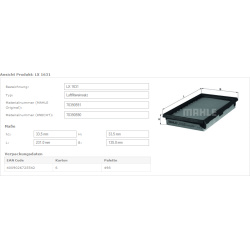 Filtras oro
                                MAHLE                                                LX1631, MAHLE, LX1631, auto 