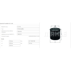 Filtras tepalo
                                MAHLE                                                OC140, MAHLE, OC140, auto