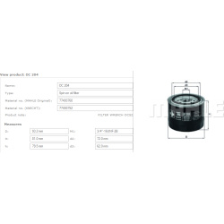 Filtras tepalo
                                MAHLE                                                OC204, MAHLE, OC204, auto