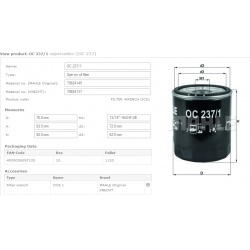 Filtras tepalo
                                MAHLE                                                OC237/1, MAHLE, OC2371, a