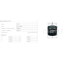 Filtras tepalo
                                MAHLE                                                OC272, MAHLE, OC272, auto