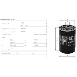 Filtras tepalo
                                MAHLE                                                OC273, MAHLE, OC273, auto