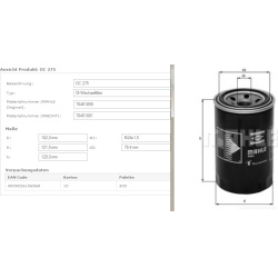 Filtras tepalo
                                MAHLE                                                OC275, MAHLE, OC275, auto
