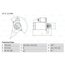Starteris
                                BOSCH                                                0986015050, BOSCH, 0986015050,