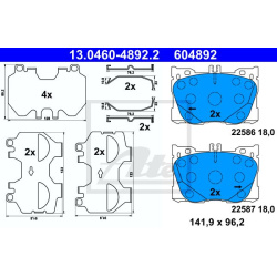 stabdžių trinkelių rinkinys, diskinis stabdys
                                ATE                                         