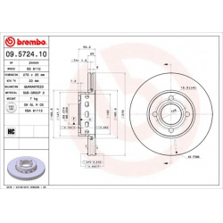 stabdžių diskas (1vnt) PRIME LINE
                                BREMBO                                                09.