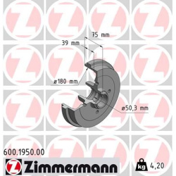 stabdžių būgnas
                                ZIMMERMANN                                                600.1950.00, Nen