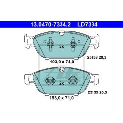 stabdžių trinkelių rinkinys, diskinis stabdys ATE Ceramic
                                                13.0470-7334.2, 