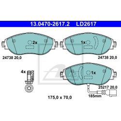 stabdžių trinkelių rinkinys, diskinis stabdys ATE Ceramic
                                                13.0470-2617.2, 